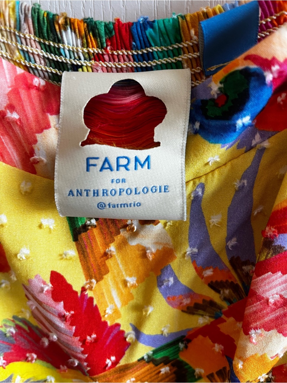 FARM Rio for Anthropologie Floral Clip Dot Tiered Maxi Dress Size S Yellow - Picture 6 of 11